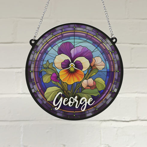 Pansy Personalised Stained Glass Effect Suncatcher